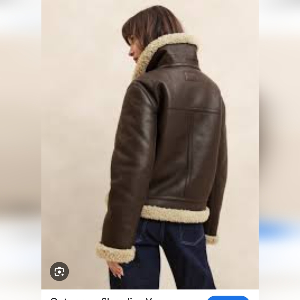 Banana Republic Brown Bomber Jacket with Tan Sherpa trim - Picture 5 of 6